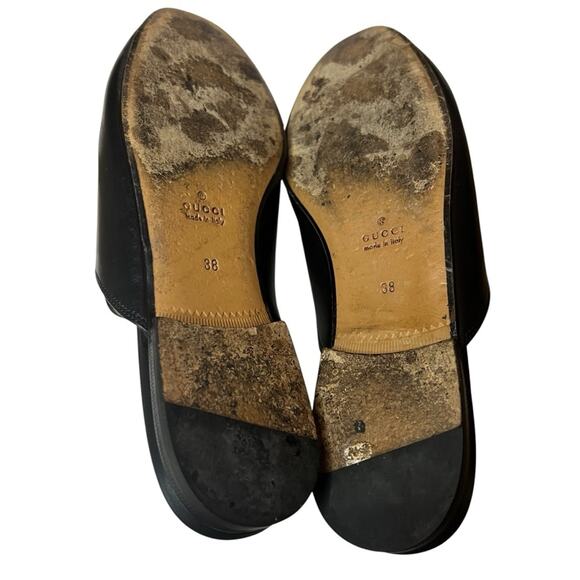 Gucci Black Leather Tiger and Pierced Heart Princetown Mule Slippers EU 38 US 8 - Picture 6 of 13